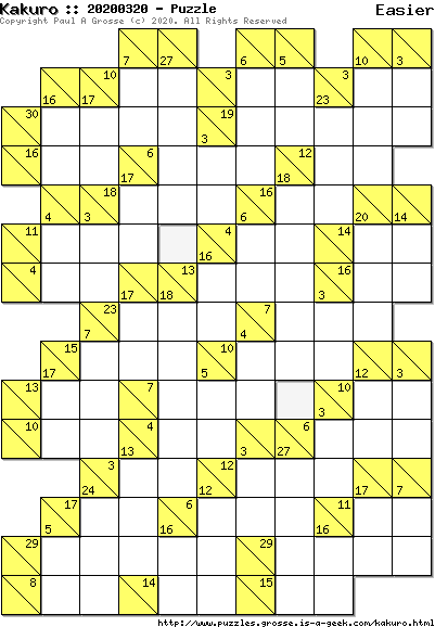 Daily Kakuro Puzzles - Home page. Grosse Puzzles